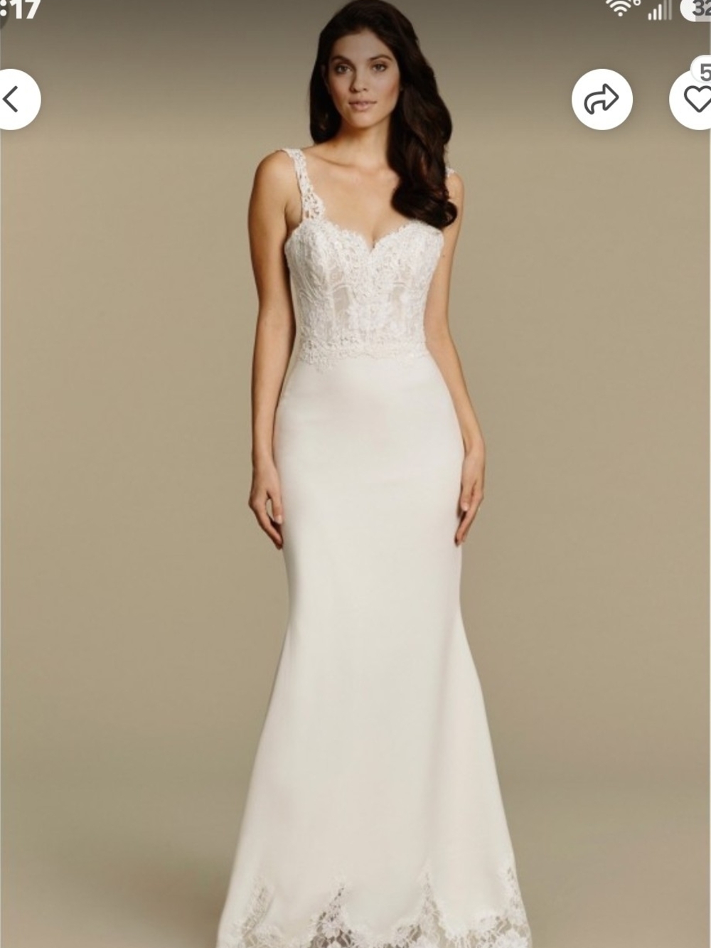Tara Keely 2603 Ivory Lace Bodice Mermaid Gown Size 12 Nwt